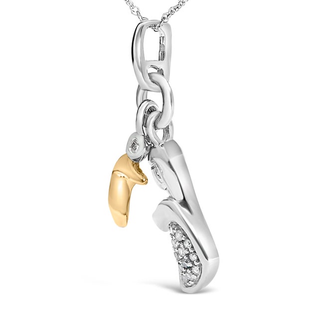 Haus of Brilliance 14K Yellow Gold Plated Sterling Silver Diamond Accent Mom and Child Pendant Necklace For Sale - Image 4 of 4