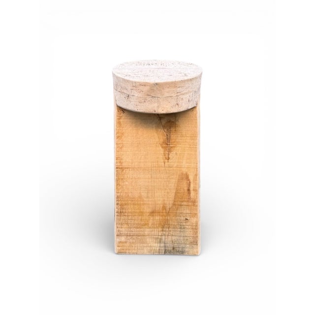 Not Yet Made - Made To Order 22" - Handcrafted Sculptural Solid Wood Natural "Halo" Stool For Sale - Image 5 of 12