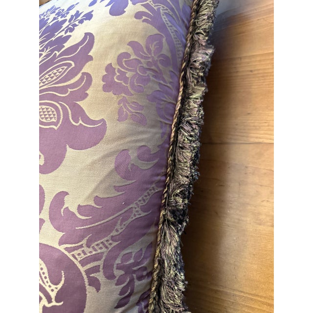 French Vintage Silk and Velvet Damask Pillow For Sale - Image 3 of 9