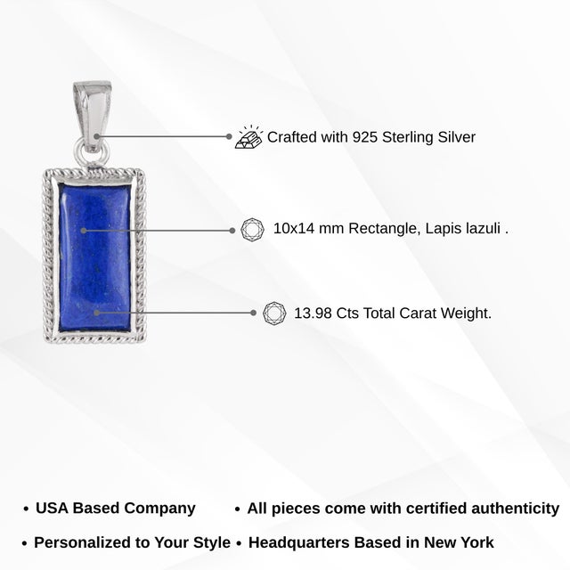 Artisan 13.98 Ct Lapis Lazuli Cabochon Pendant With Braided Border in 925 Sterling Silver For Sale - Image 10 of 12