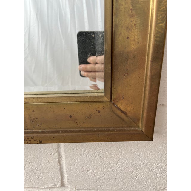 Chapman Manufacturing Company Chapman Hollywood Regency Brass Pagoda Wall Mirror Chinoiserie Mastercraft Style For Sale - Image 4 of 12