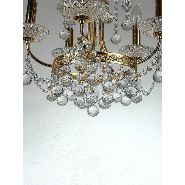 Metal Brass and Lead Crystal Five-Light Chandelier from Schröder, 1970s For Sale - Image 7 of 12