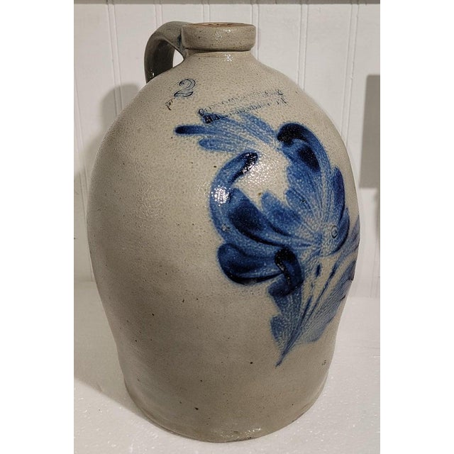 Rustic Early 19thc Decorated Stoneware Pennsylvania Jug For Sale - Image 3 of 9
