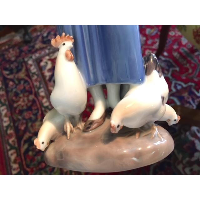 French Country Bing & Grondahl Woman Feeding Chickens Figurine For Sale - Image 3 of 7