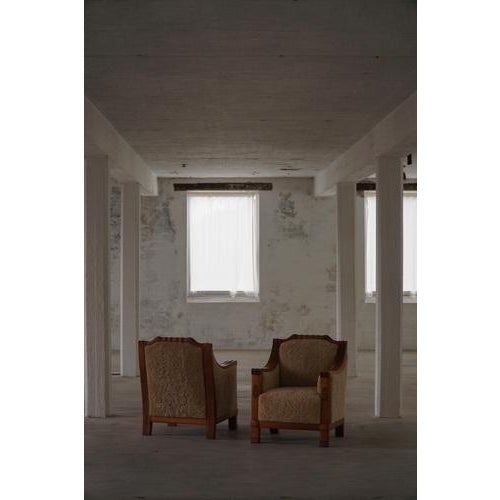 Beige Art Deco Danish Armchairs in Oak and Shearling Lambswool, 1930s, Set of 2 For Sale - Image 8 of 18