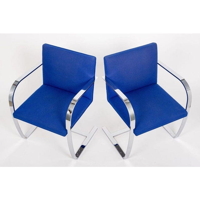 Metal Mid Century Blue Brno Chairs by Mies Van Der Rohe for Knoll, 2006 For Sale - Image 7 of 13