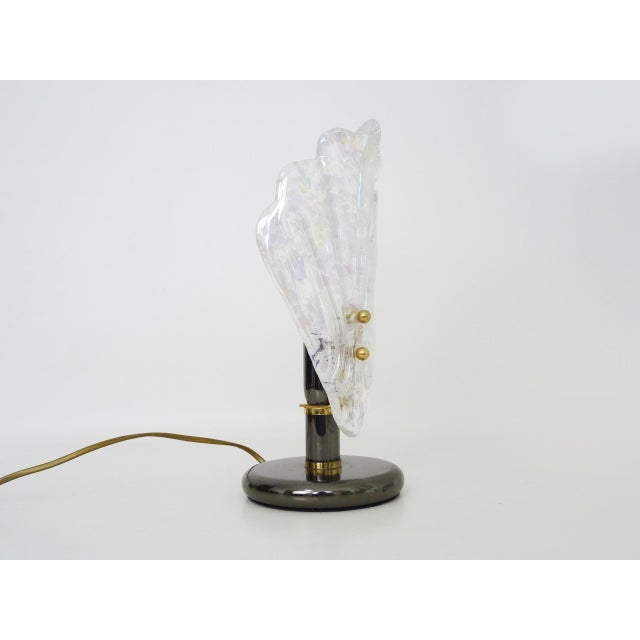 Foliage Table Lamp in Glass and Anthracite Gray Metal, 1980s For Sale - Image 3 of 10