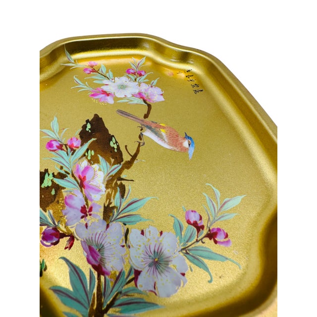 Vintage Enameled Chinoiserie Appetizer/Dessert Plates Made in England a Set of 4 For Sale - Image 10 of 12