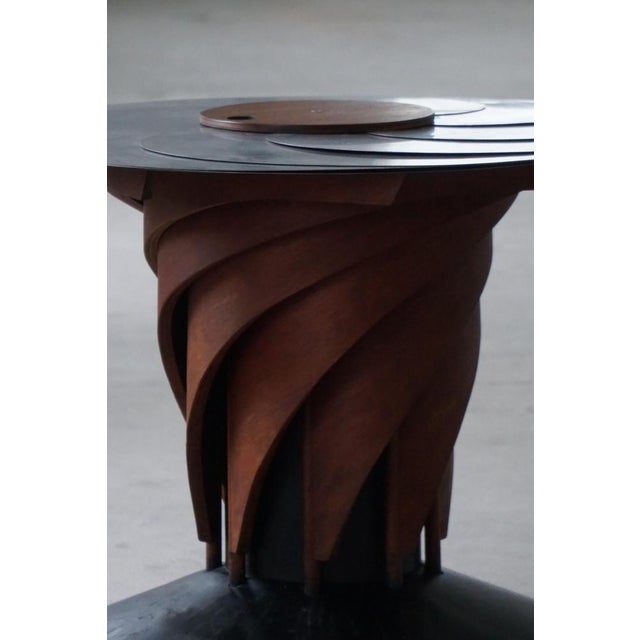 Wood Danish Brutalist Adjustable Dining Table in Mahogany and Steel by Nils-Ole Zib, 1990 For Sale - Image 7 of 18
