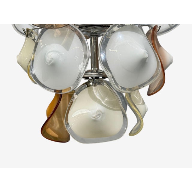 Orange Mid-Century Modern, Orange and White Murano Glass, Chrome, Pendant Light, 1960s For Sale - Image 8 of 12