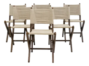 Stained Beech Folding Chairs with Canvas Seat & Backrest from Sorø Stolefabrik, 1960s, Set of 6