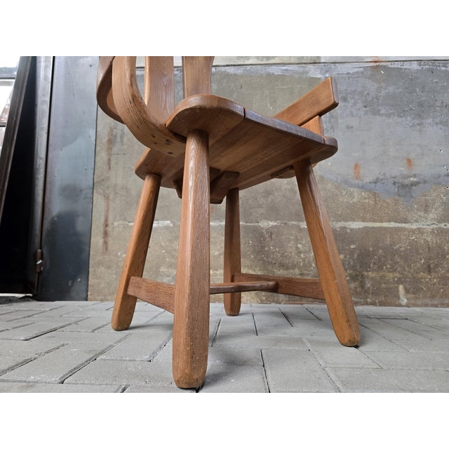 Vintage Brutalist Dining Chair in Oak by De Puydt, Belgium, 1970s For Sale - Image 6 of 16