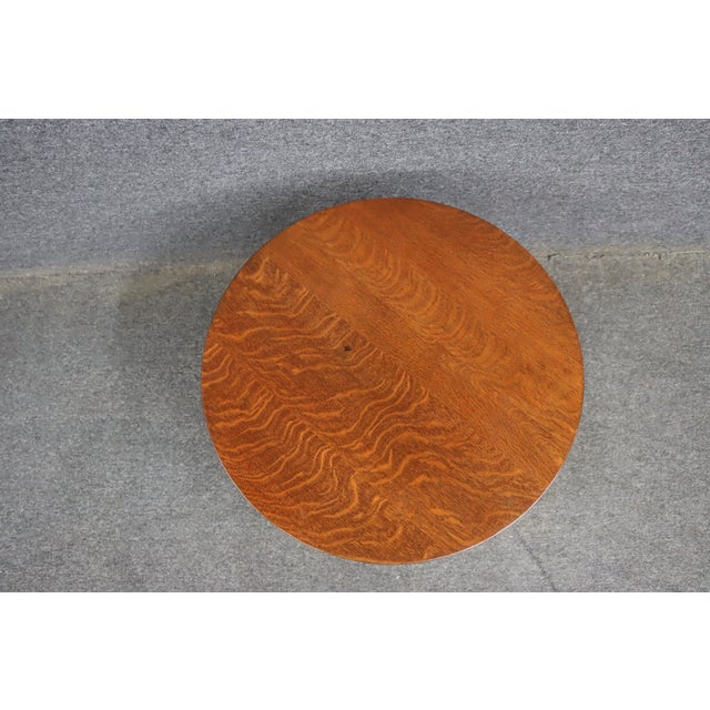 Stickley Mission Arts & Crafts Quarter Sawn Oak Round Lamp End Table For Sale - Image 9 of 13