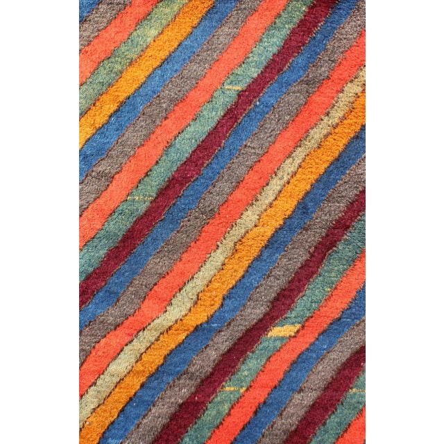 Turkish Colorful Vintage Turkish Tulu Rug With Horizontal Stripes and Fine Wool For Sale - Image 3 of 7