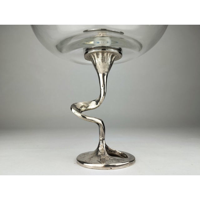 Metal Mid-Century Glass Bowl with Organically Shaped Metal Base by Kurt Jesch for Amadeo / Fratelli Tonini, 1970 For Sale - Image 7 of 12