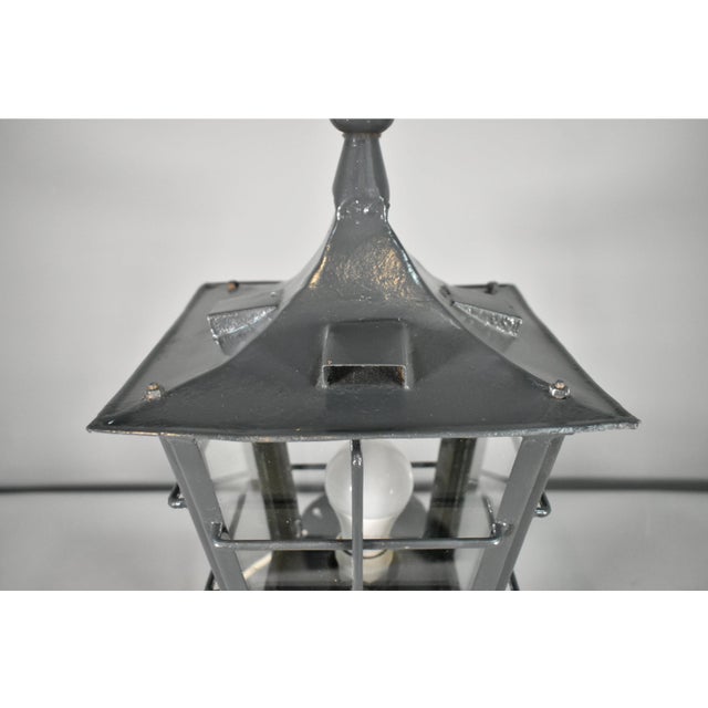 Vintage French Exterior Lantern in Steel, 1920s For Sale - Image 9 of 16