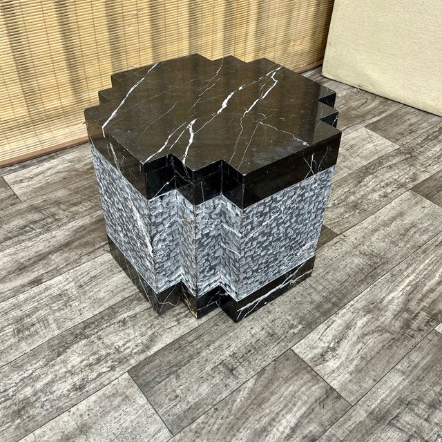 Postmodern Black Marble Base Octagonal Coffee Table. Circa 1980s. For Sale - Image 10 of 18