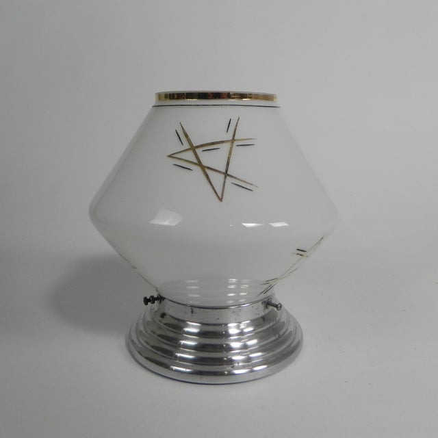 Art Deco Ceiling Lamp with Glass Shade and Gold Decorations, 1930s For Sale - Image 10 of 10