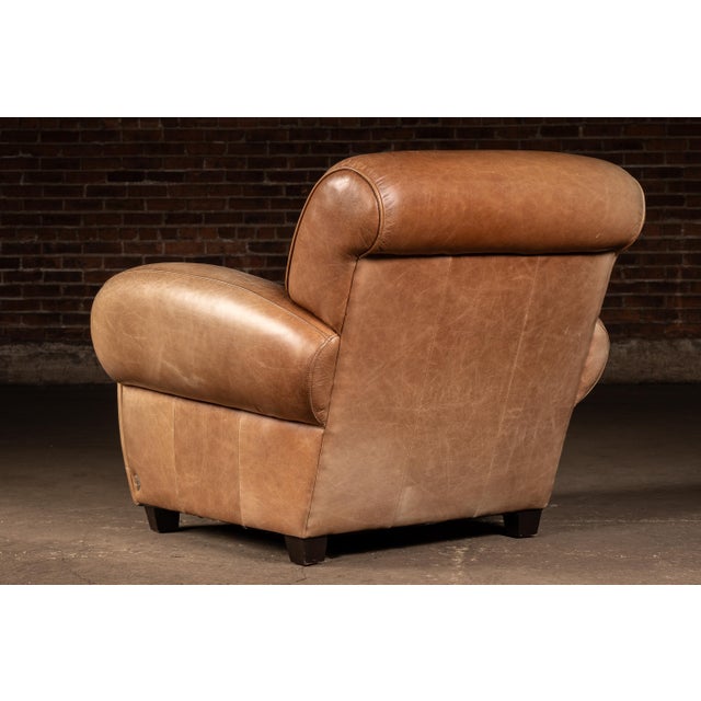 Late 20th Century Leather Club Chair With Ottoman in Beige by Preston Hill For Sale In Chicago - Image 6 of 10