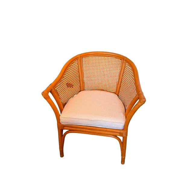 Vintage McGuire Style Rattan & Cane Barrel Back Armchairs, C. 1980s For Sale In Miami - Image 6 of 16