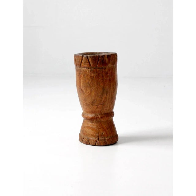 Farmhouse Antique Wooden Kitchen Mortar For Sale - Image 3 of 8