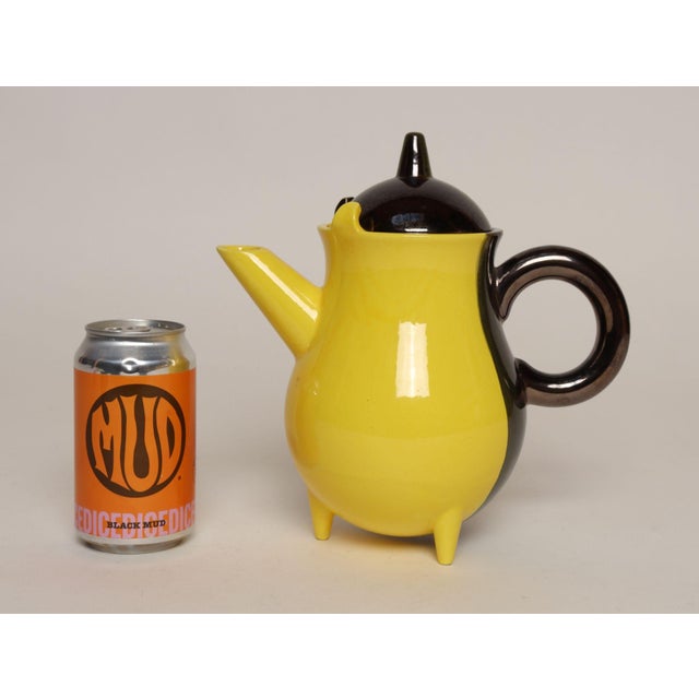 Vintage Vallauris Two Tone Gray and Yellow Ceramic Teapot by Auguste Lucchesi For Sale - Image 9 of 17