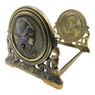 Antique Expandable Art Nouveau Gold Cast Iron Book End For Sale