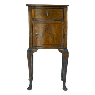Early 20thC French Walnut Nightstand/Accent Wood Chest For Sale