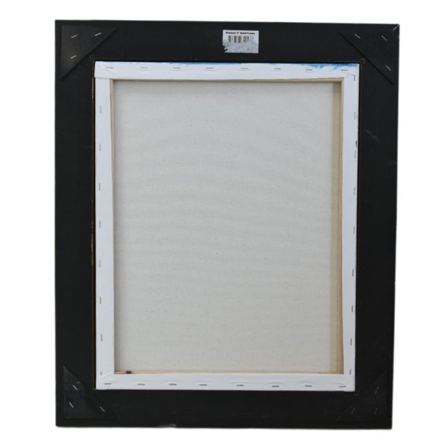 Original Blue Folk Art Chicken Hen Painting by Ruth Arenz Including the Antiqued Gold Wood Fame For Sale - Image 4 of 5