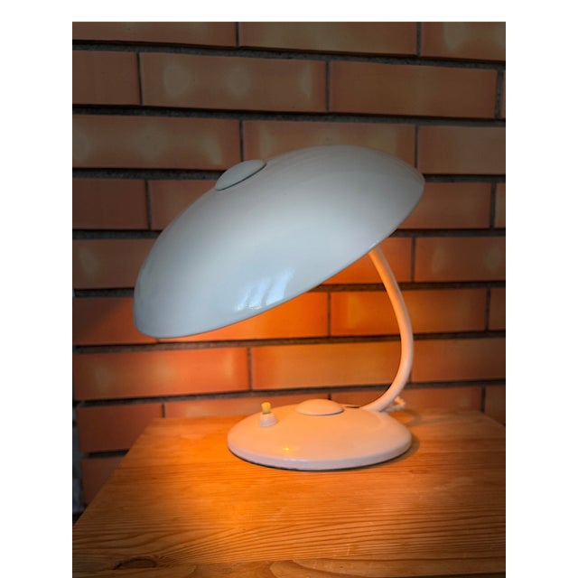 1950s Bauhaus German White Painted Brass Desk Lamp from Helo Leuchten, 1950s For Sale - Image 5 of 17