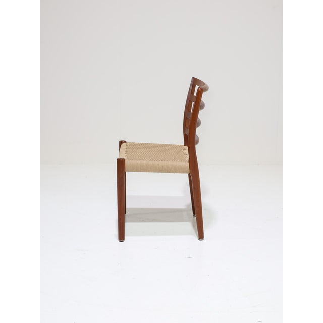 Brown Vintage Model 85 Dining Chairs in Teak and Papercord by N.O. Møller for J.L. Møllers, 1960s, Set of 6 For Sale - Image 8 of 17