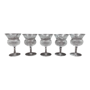Mid 20th Century Edinburgh Crystal Scotland Thistle Champagne Sherbet Glasses- Set of 5