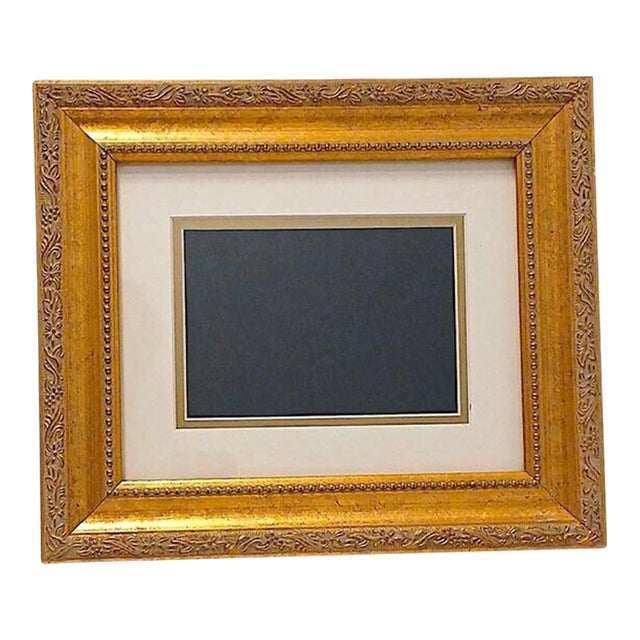 Vintage Beautiful Gold Wood Picture Frame 13x11 Has Glass & Matt Regency Ornate For Sale