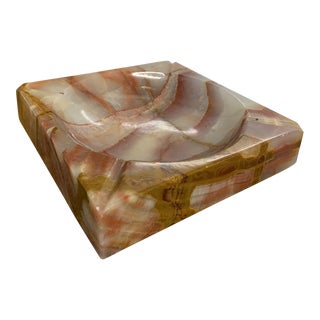 Mid-Century Modern Italian Square Onyx Marble Ashtray For Sale