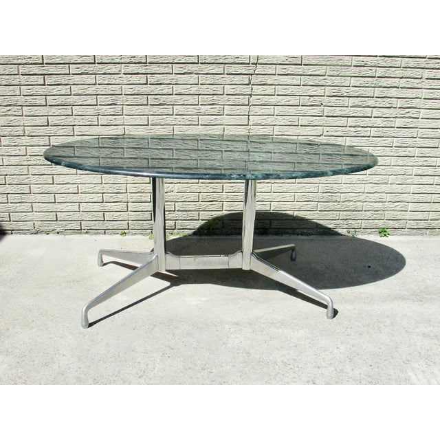 Metal Late 20th Century Eames Aluminum Group Table by Herman Miller, Marble Top For Sale - Image 7 of 12