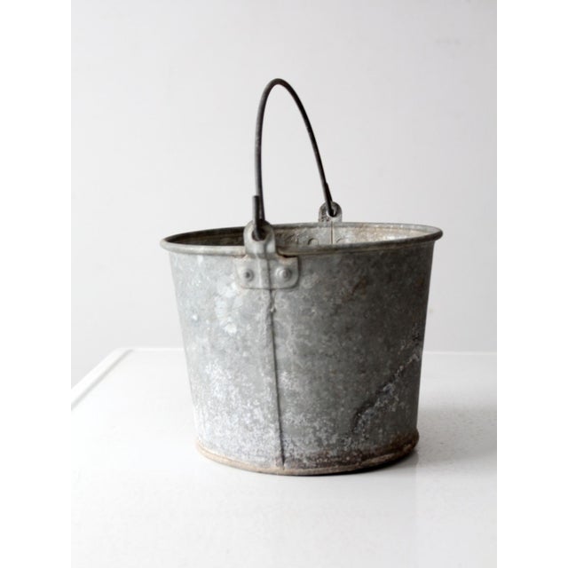 Vintage Galvanized Tin Bucket For Sale - Image 10 of 11