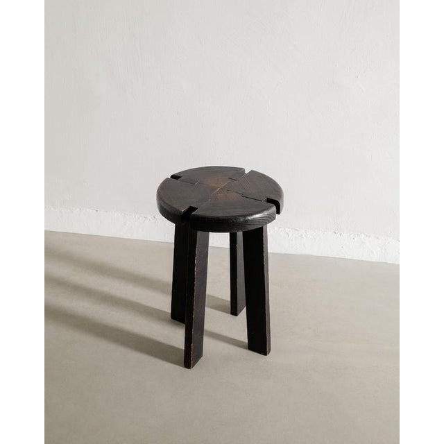 Mid-Century Modern French Wooden Cabin Dining Set in Dark Stained Oak, 1950s, Set of 4 For Sale - Image 12 of 13