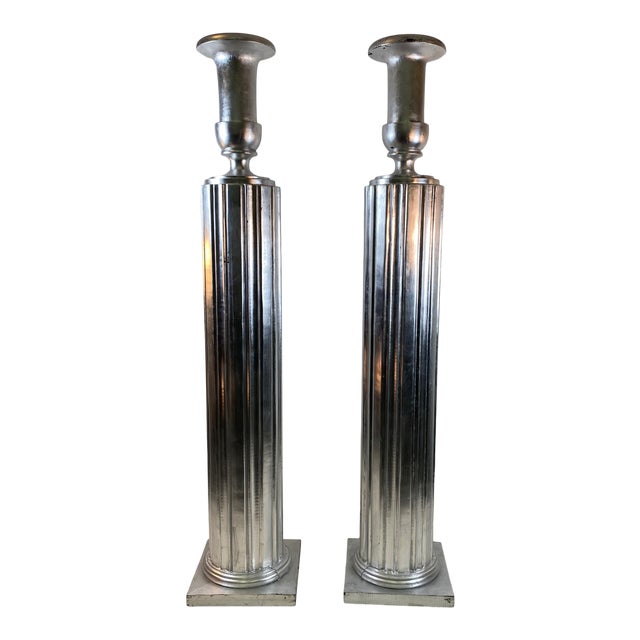 Art Deco Revival Wood Torches - a Pair For Sale