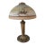 Antique C. 1920 Pittsburgh School Reverse-Painted 2-Light Glass Table Lamp - Winter Cabin Scene For Sale