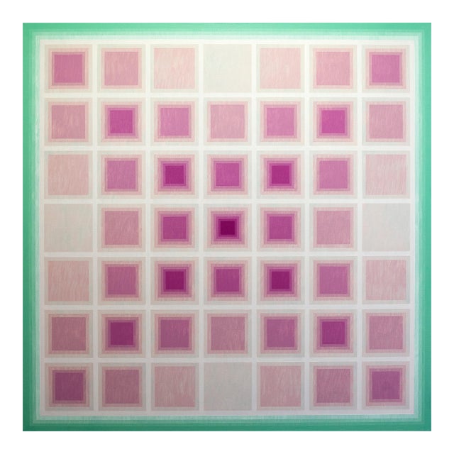 Contemporary Abstract Acrylic on Canvas "Reiteration (Mint / Ash Pink)" by Andy Harwood For Sale