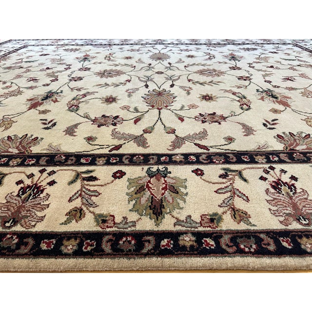Tabriz Style Wool Rug in Ivory and Charcoal 9x12 For Sale - Image 9 of 10