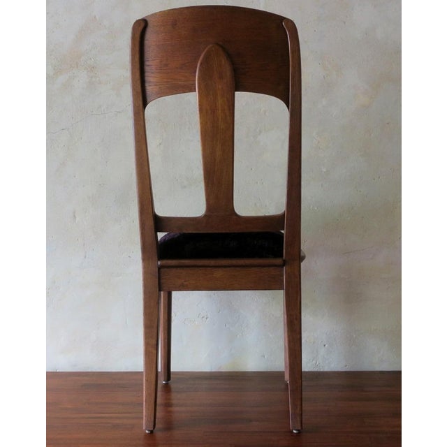 Art Nouveau Side Chair in Oak and Royal Purple Velvet, 1900s For Sale - Image 14 of 17