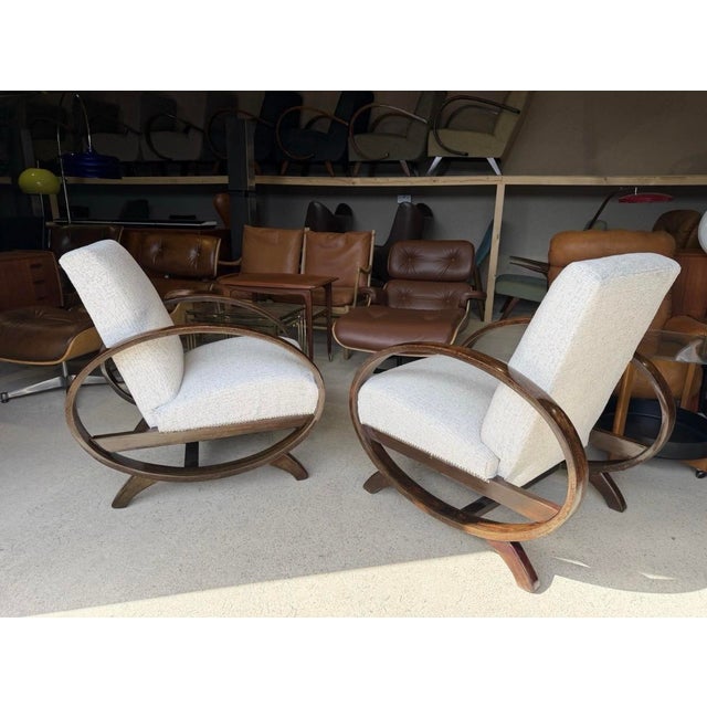 Art Deco Style Armchairs by Jindrich Halabala, Set of 2 For Sale - Image 11 of 18