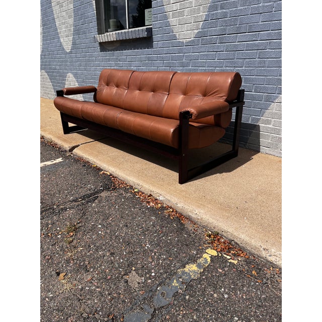 Mid-Century Modern Percival Lafer Brazilian Rosewood & Leather Sofa, Circa 1960s For Sale - Image 3 of 17