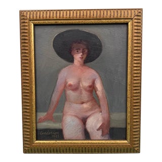 1997 Signed Anderson Female Nude Portrait Oil Painting, Framed For Sale