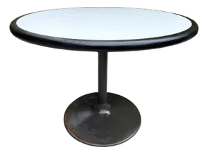 Vintage Flip-Top Pedestal Ebony Oak and Laminate Dining Table