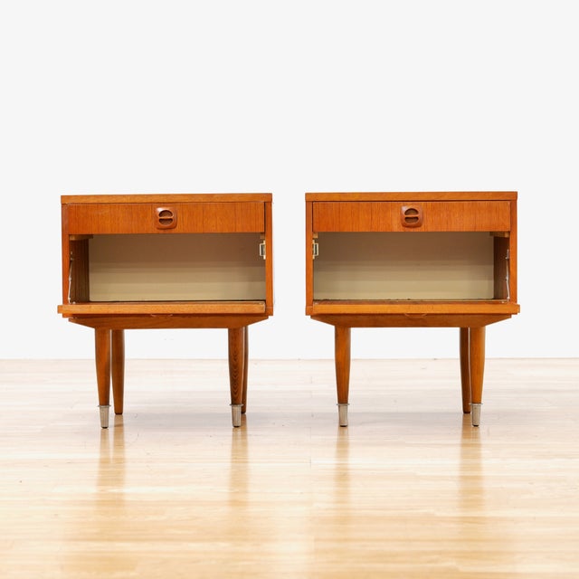 1960s Pair of Danish Modern Teak Nightstands For Sale - Image 10 of 11