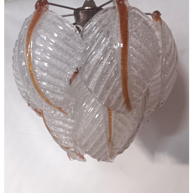 1970s Vintage Glass Leaves Pendant Lamp, 1970s For Sale - Image 5 of 13