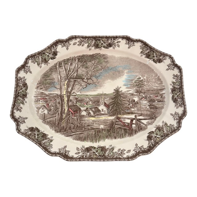 Massive 20" Johnson Brothers "The Friendly Village" Oval Turkey Platter For Sale