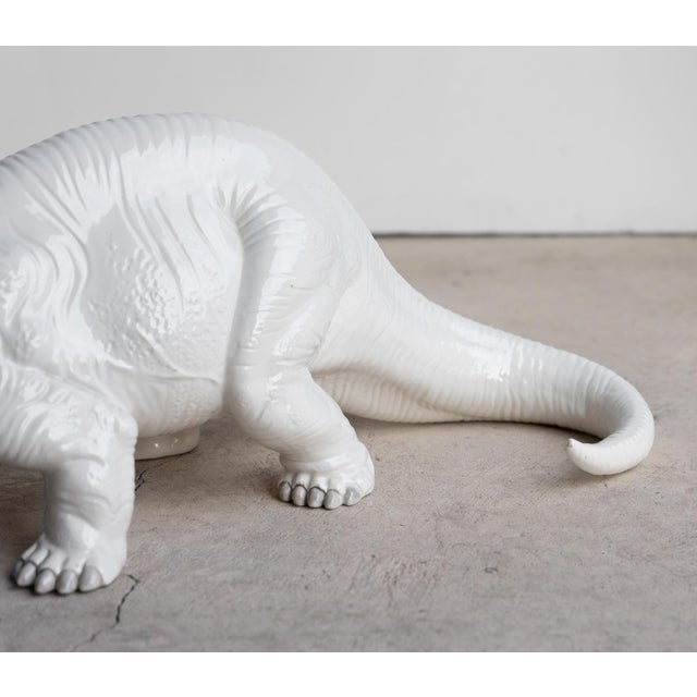 Vintage Italian Bassano Ceramic Dinosaur Sculpture - White Pottery Brontosaurus Figure, 1970s For Sale - Image 10 of 18